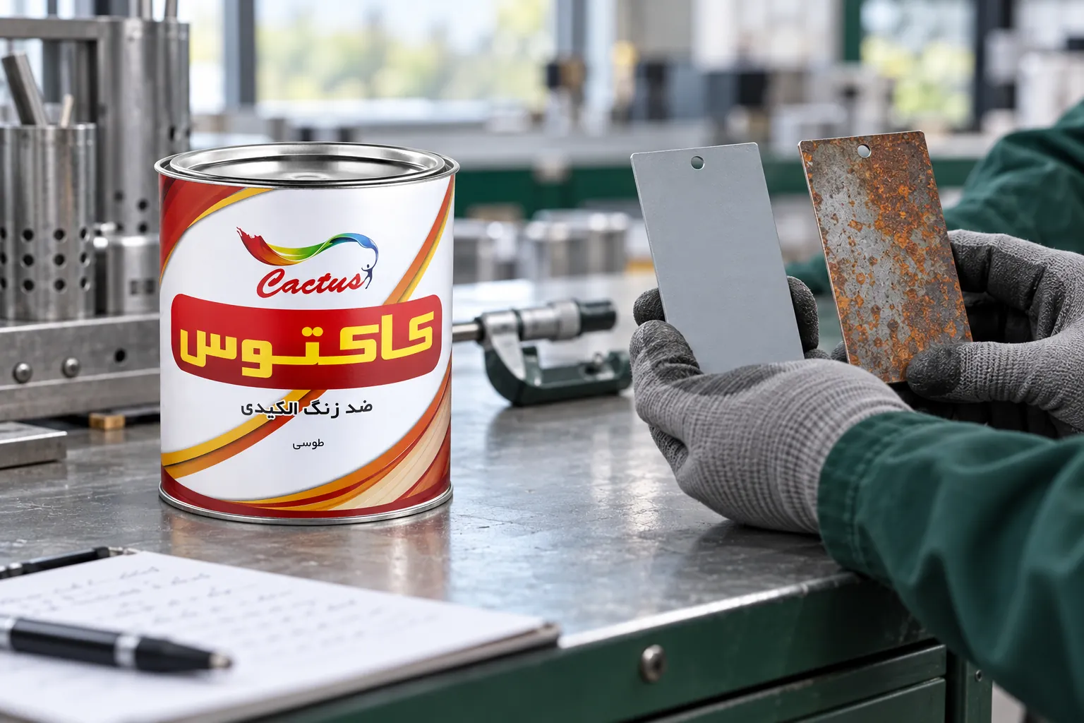 قوطی ضدزنگ طوسی کاکتوس و بررسی نمونه‌های فلزی پوشش‌داده‌شده