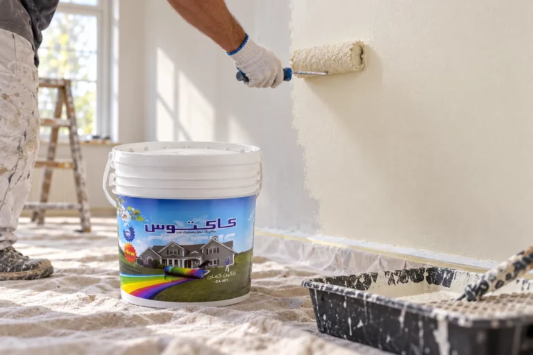 اجرای رنگ تمام پلاستیک مات کاکتوس با غلتک روی دیوار داخلی