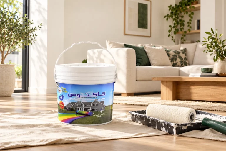 سطل رنگ تمام پلاستیک مات کاکتوس در فضای داخلی با دیوار مات روشن