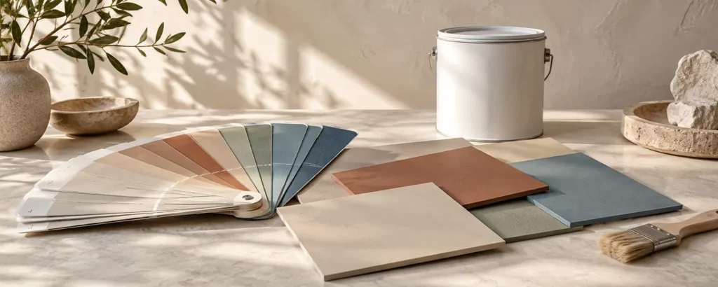 تصویر مفهومی انتخاب رنگ سفارشی با نمونه رنگ و کاتالوگ رنگ
